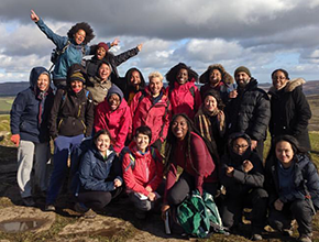 group of walkers on hill